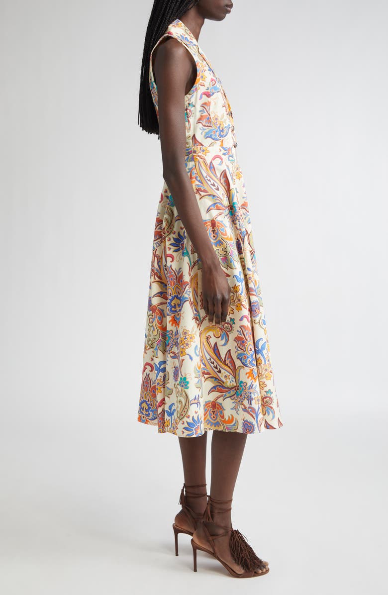 Etro Floral Print Cotton Poplin Shirtdress, Alternate, color, Stampa F.do Bianco