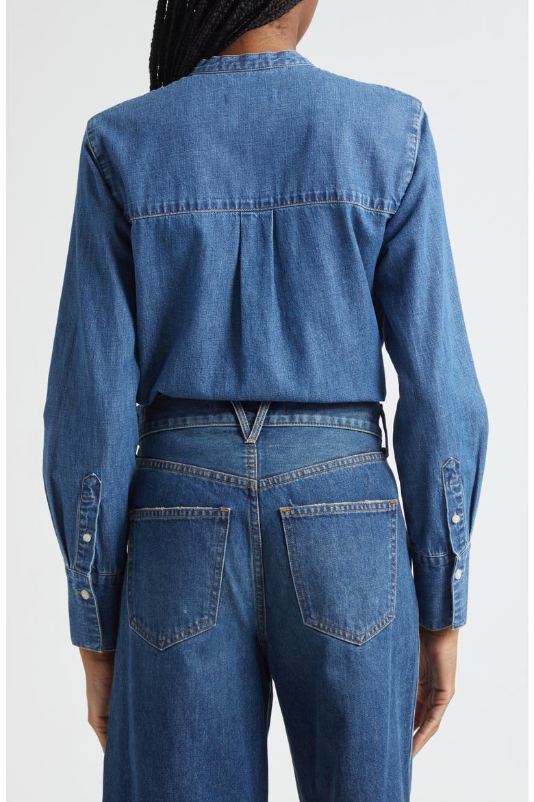 Gabby Tie Neck Button-Up Denim Shirt, Alternate, color, SERENDIPITY