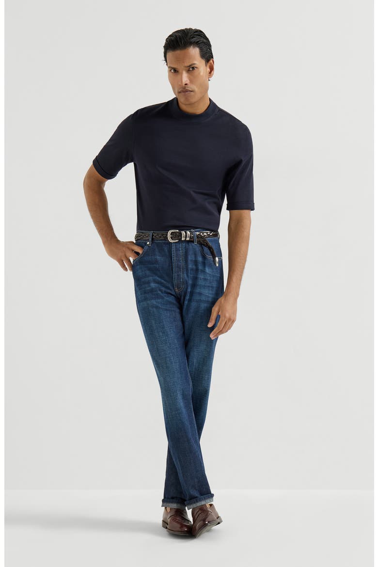 Iconic fit five-pocket trousers, Alternate, color, Dark Denim