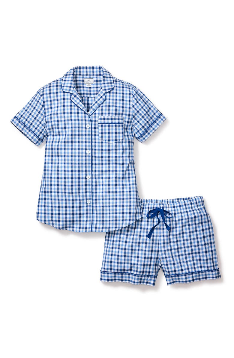 Petite Plume Gingham Brushed Cotton Twill Short Pajamas, Alternate, color, 