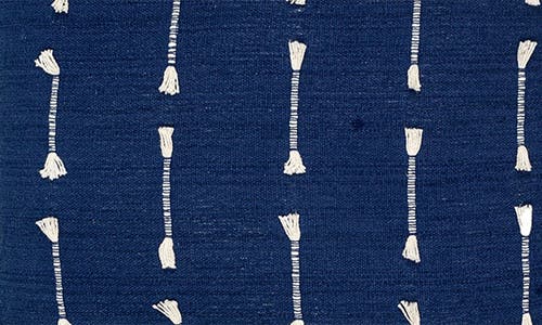 Parkland Collection Fringe Accent Cotton Pillow In Blue