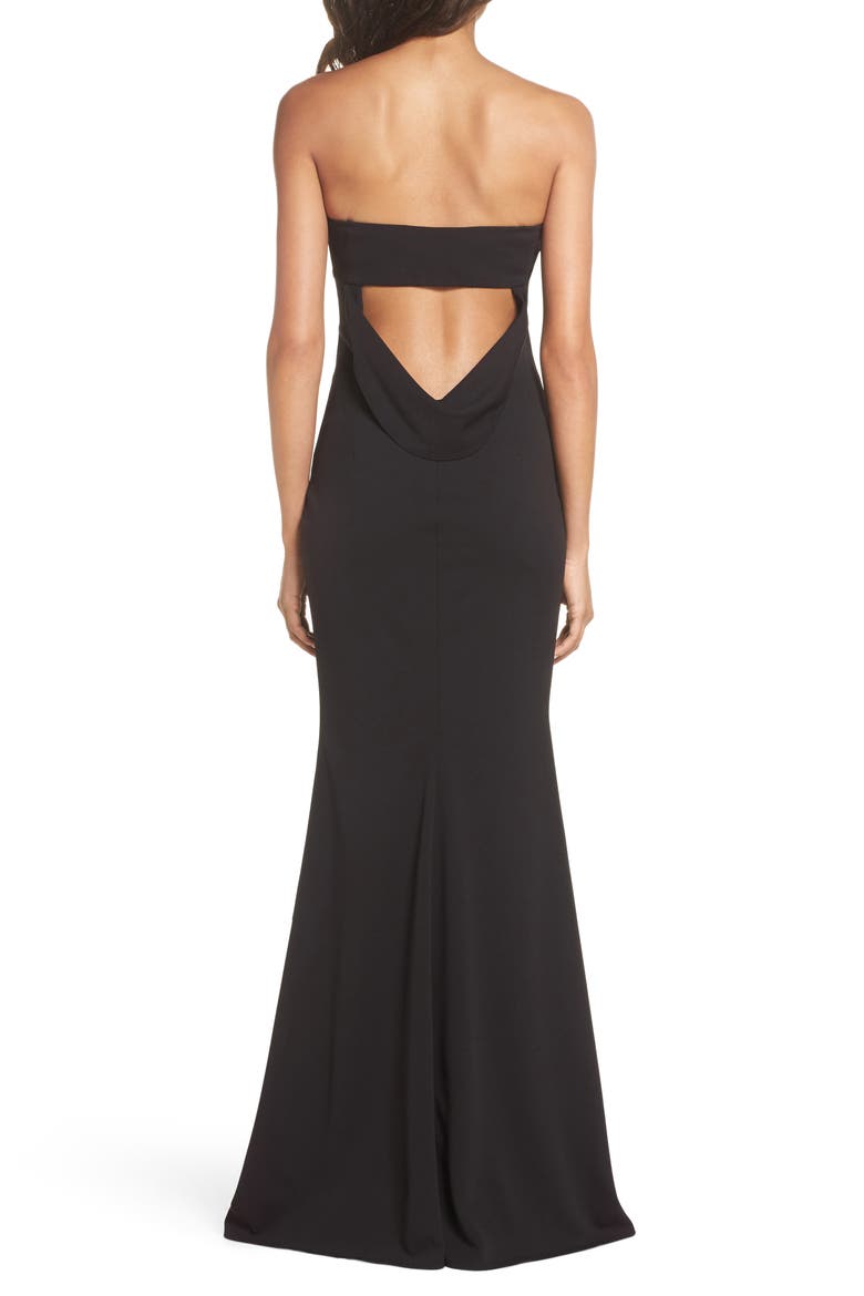 Mary Kate Strapless Cutout Back Gown, Alternate, color, BLACK