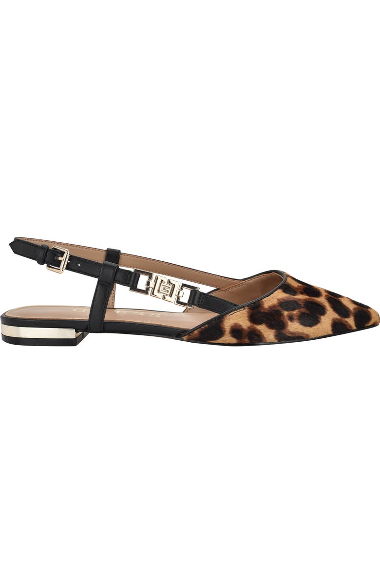GUESS Franiely Genuine Calf Hair Pointed Toe Slingback Flat, Alternate, color,