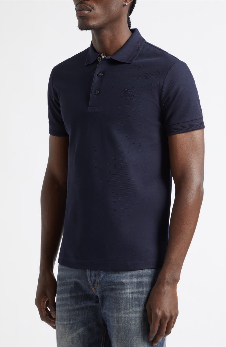 Burberry Eddie EKD Embroidered Cotton Piqué Polo, Alternate, color, Coal Blue