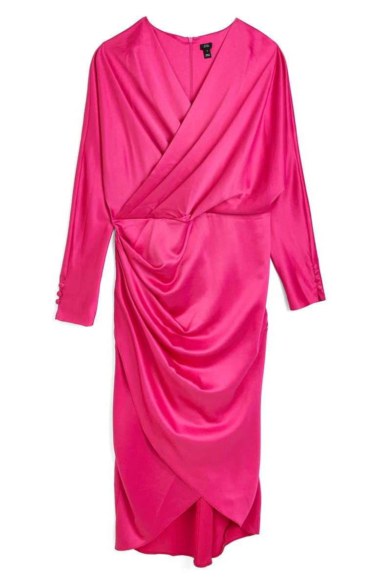 River Island Satin Faux Wrap Midi Dress, Alternate, color,