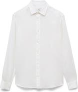 MANGO Regular Fit Linen Button-Up Shirt