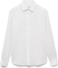 MANGO Regular Fit Linen Button-Up Shirt