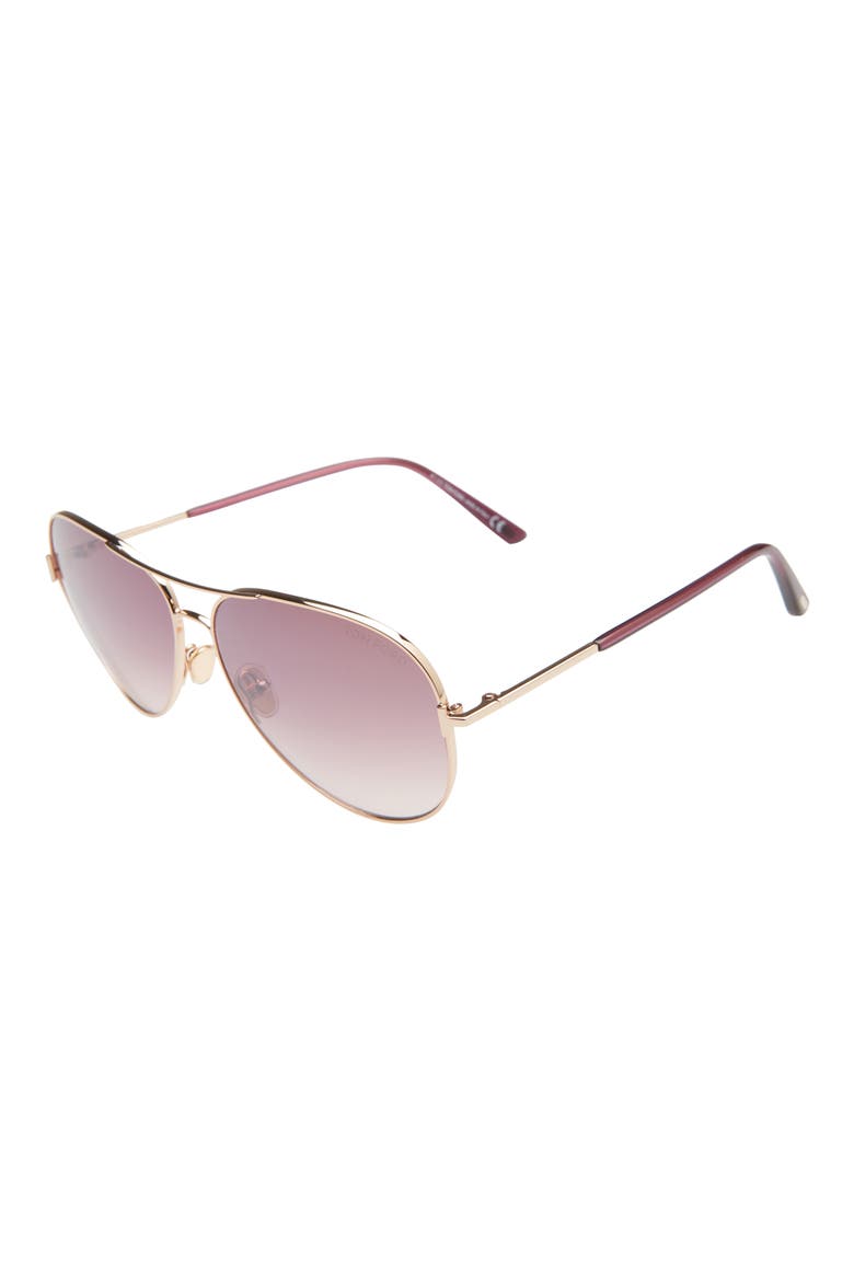 Clark 61mm Gradient Aviator Sunglasses, Alternate, color, ROSE GOLD/ BORDEAUX MIRROR