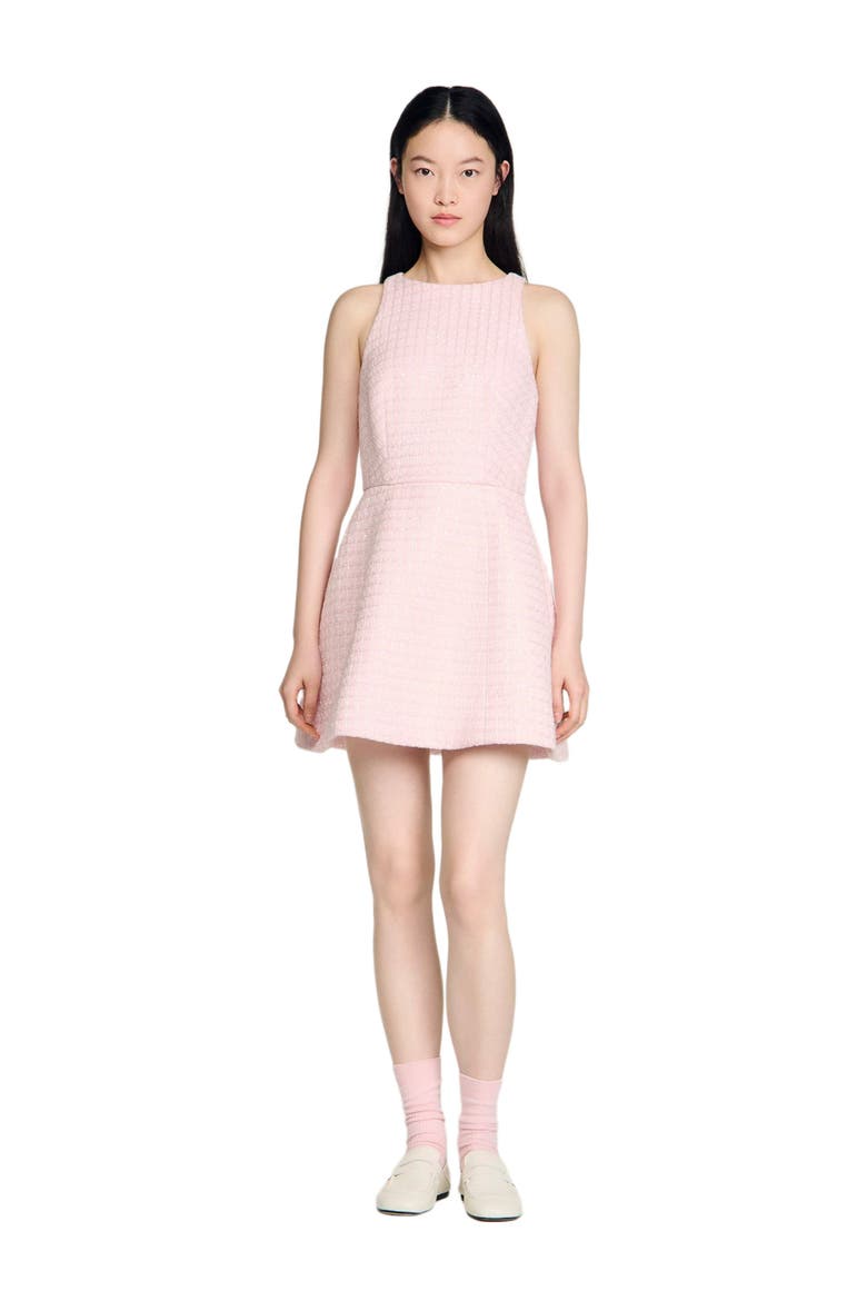 Sequin tweed short dress, Alternate, color, Pink