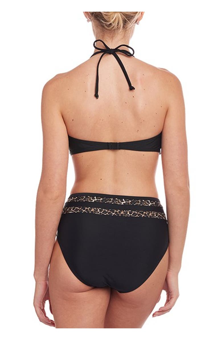 LASCANA Leopard Trim Mid Rise Bikini Bottom, Alternate, color, Leopard Black