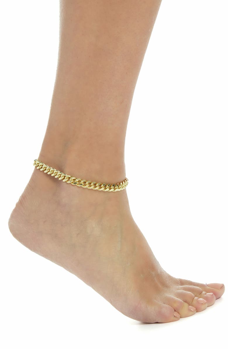 Adornia Curb Chain Anklet, Alternate, color, Gold