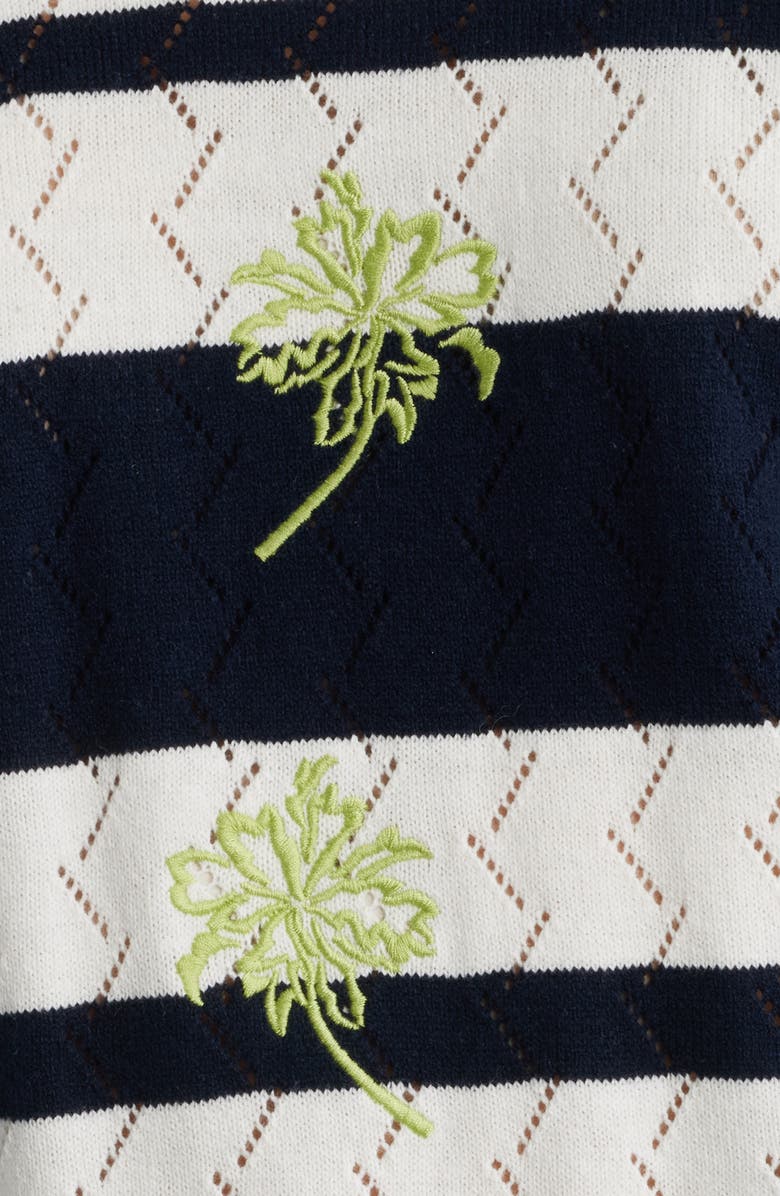 Wit & Wisdom Embroidered Stripe Pointelle Sweater, Alternate, color, Off White/ Navy Multi