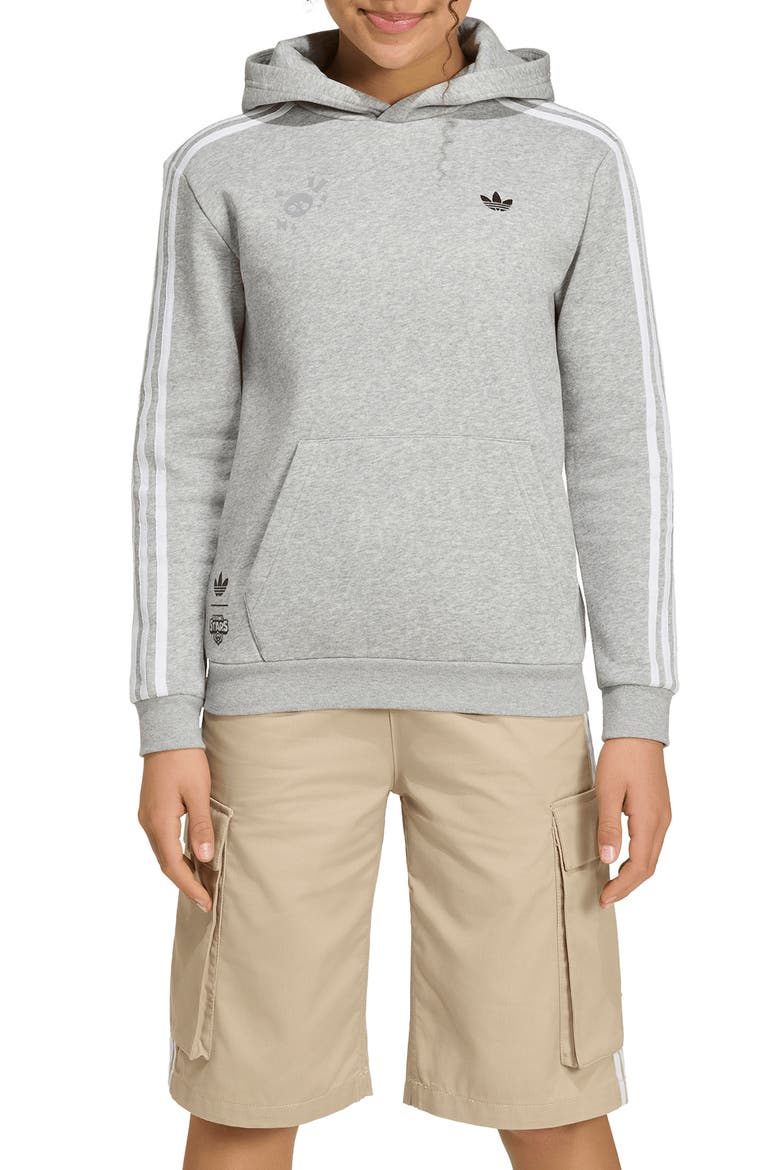 Kids' Graphic Hoodie, Main, color, MEDIUM GREY HEATHER/ WHITE
