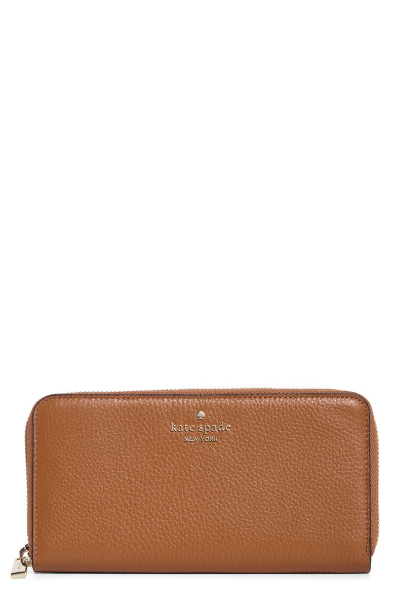 Kate Spade New York pebbled leather continental wallet, Main, color, Warm Gingerbread