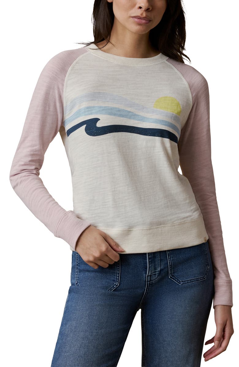 Faherty Wave Sunwashed Organic Cotton Slub Pullover, Main, color, Violet Sunrise