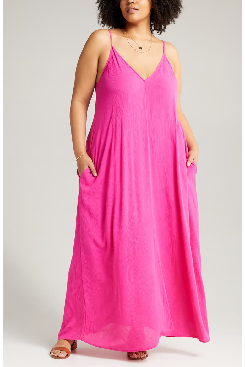 Woven Favorite Slipdress, Alternate, color, PINK CABARET