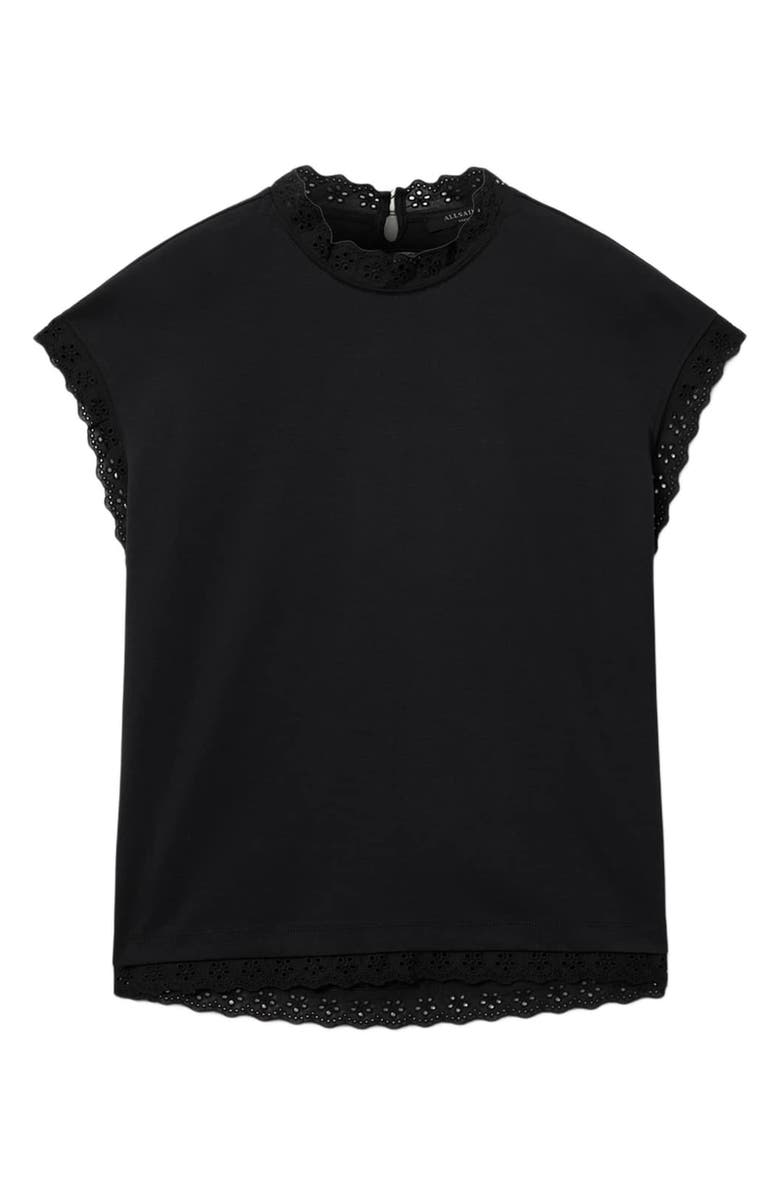 AllSaints Lele Eyelet Trip Top, Alternate, color, Black