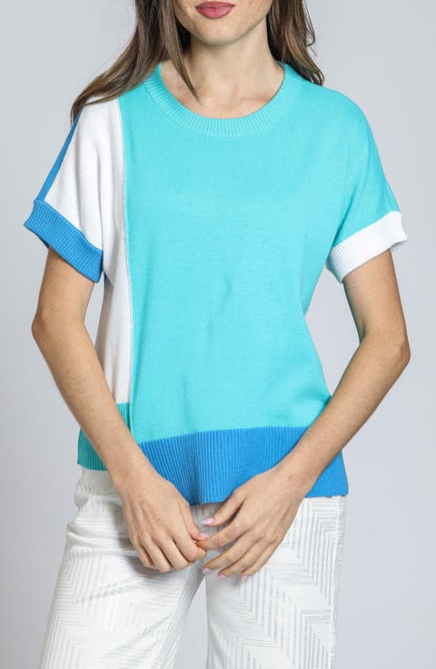 Colorblock Asymmetric Cotton Sweater