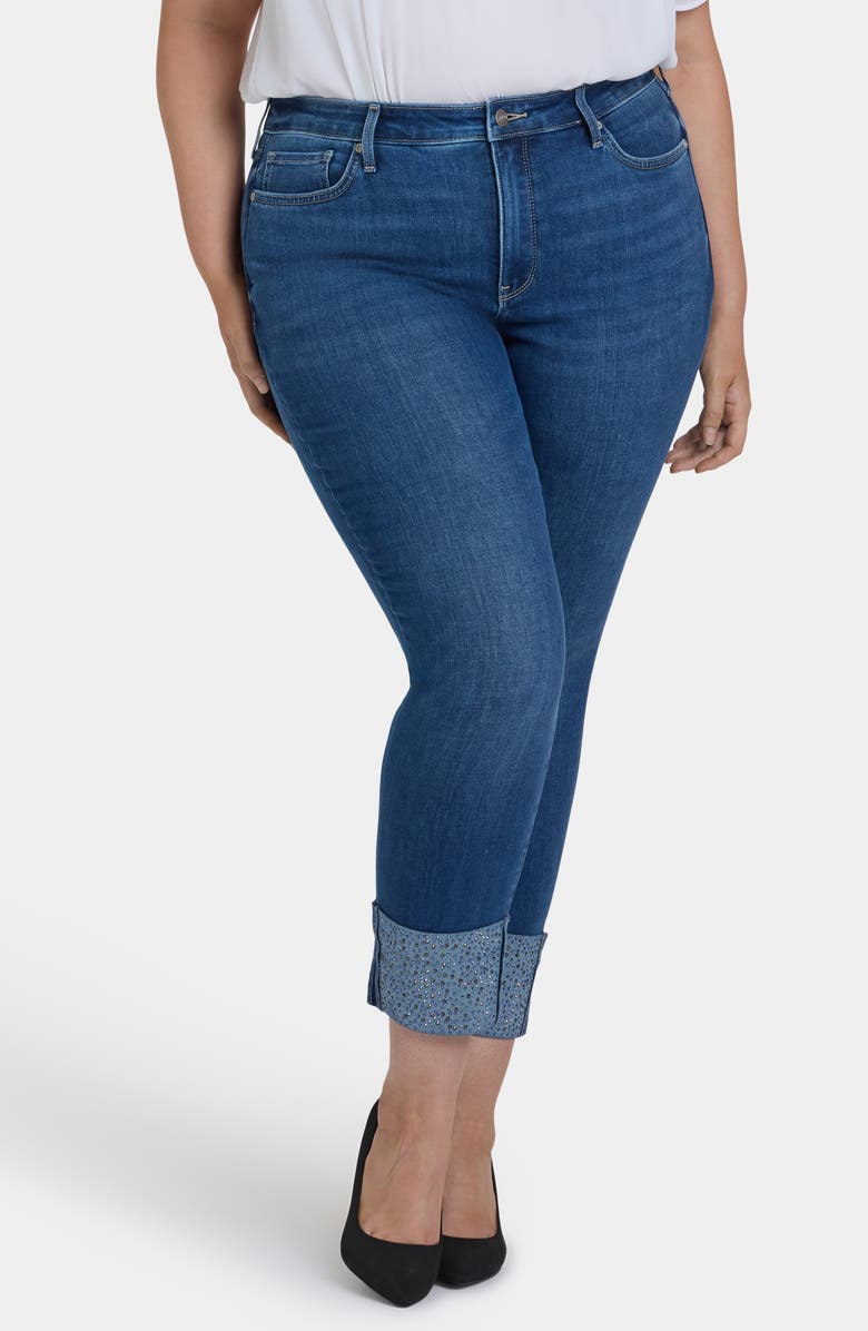 NYDJ Sheri Rhinestone Cuff Ankle Slim Jeans, Main, color, Vintage Lapis