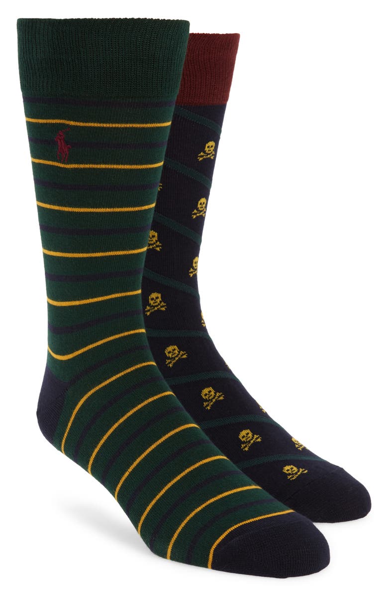 Polo Ralph Lauren Assorted 2-Pack Skull Slack Socks, Main, color, 