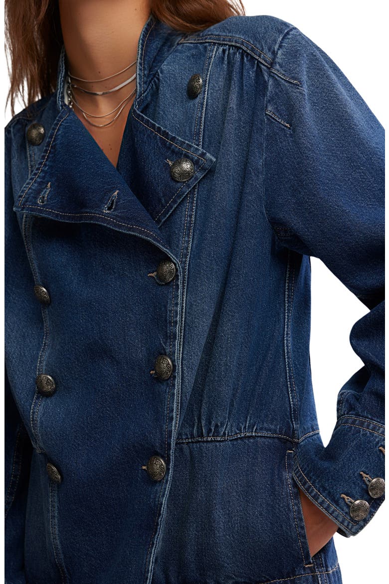 Imogene Double Breasted Denim Jacket, Alternate, color, ENSIGN WASH