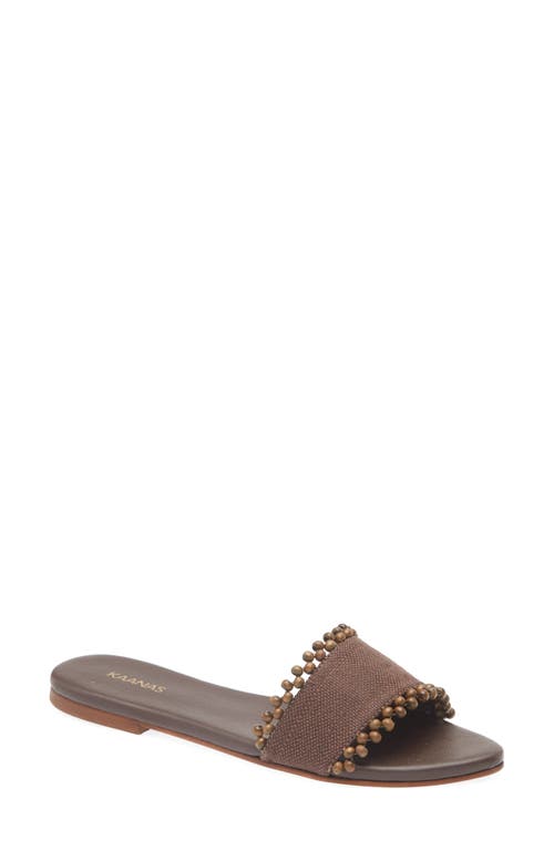 Kaanas Cala Asymmetric Slide Sandal In Chocolate