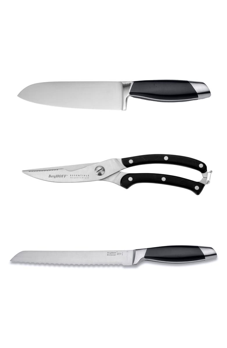 BergHOFF Moon Cutlery 3-Piece Set, Main, color, Black