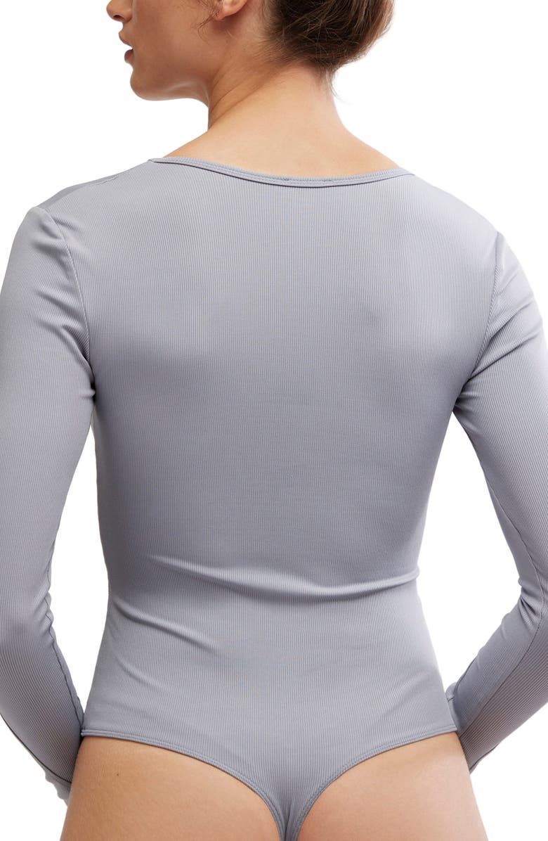 Free People Victoria Long Sleeve Rib Bodysuit, Alternate, color, Weathervane