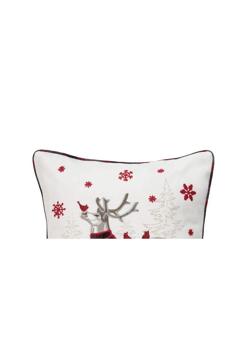 C&F Home Frosty Reindeer Deer & Cardinal Embellished Accent Throw Pillow, 18" x 18", Alternate, color,