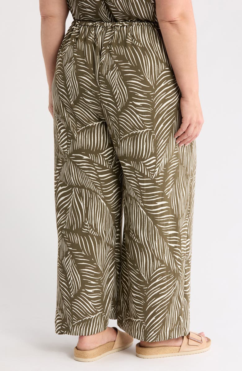NORDSTROM RACK Cropped Pull-On Pants, Alternate, color, Olive - Ivory Palmetto