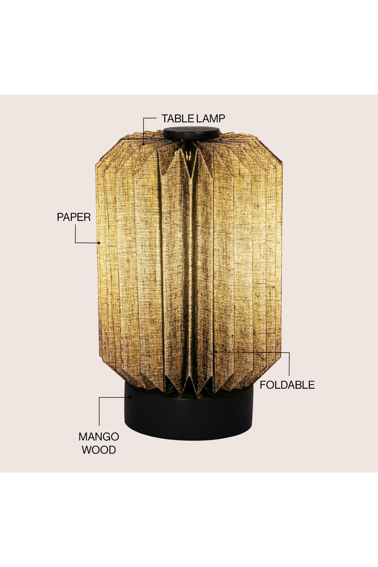 Banks Modern Minimalist Paper Pleated Column Accent LED Table Lamp, Alternate, color, Black
