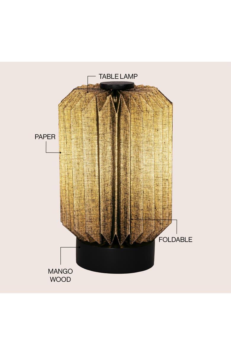 JONATHAN Y Banks Modern Minimalist Paper Pleated Column Accent LED Table Lamp, Alternate, color, Black