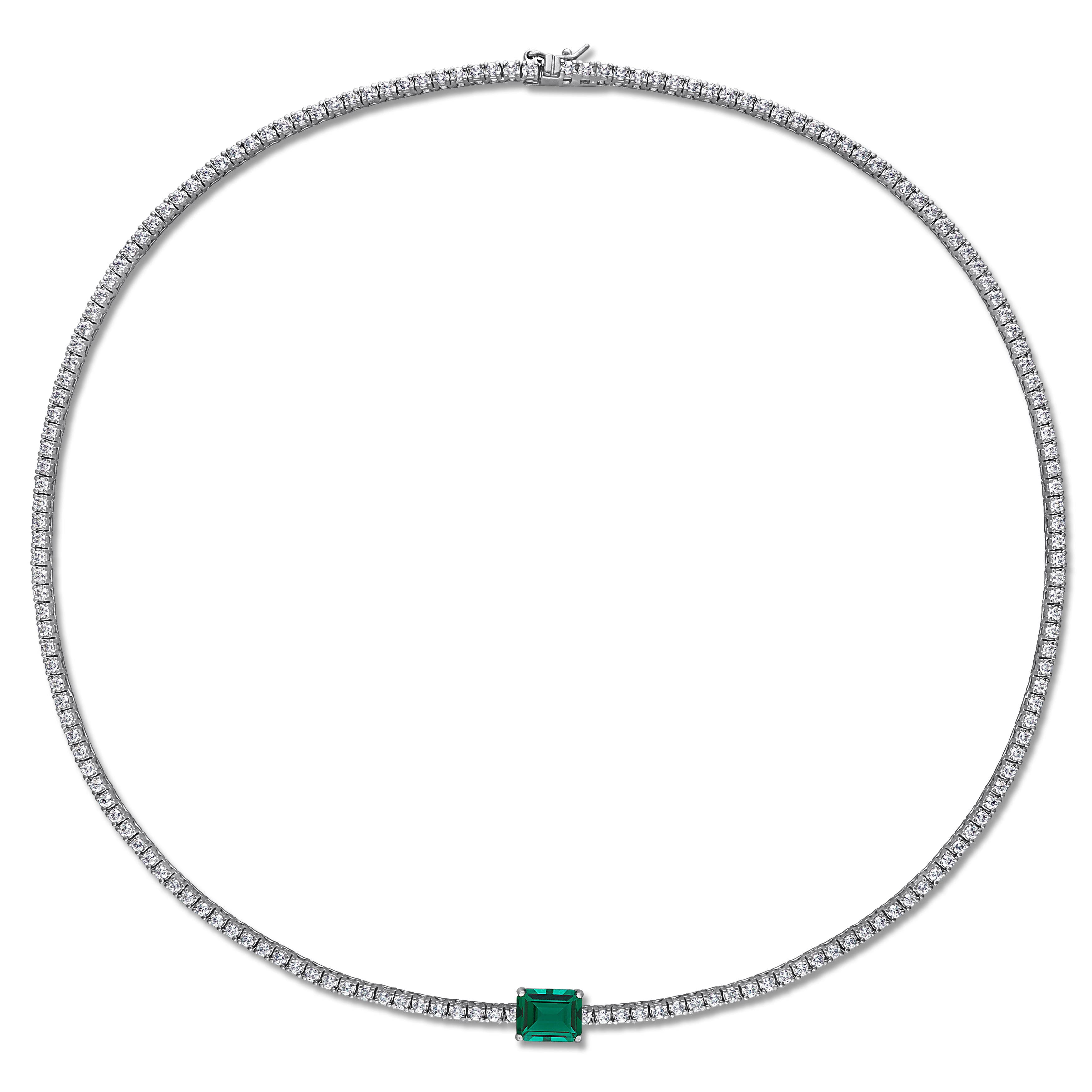 Julianna B. Lab-Created Emerald & White Sapphire Necklace (Women ...