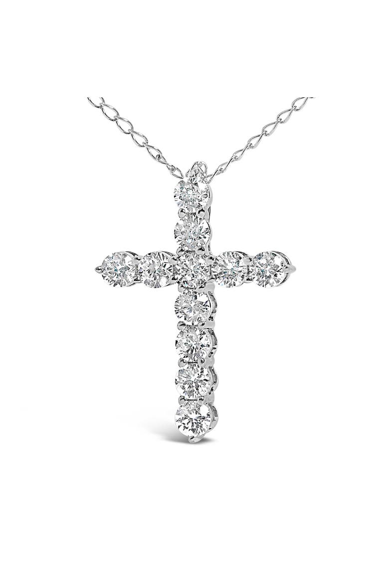 14K Gold 1/2 Cttw Lab Grown Diamond 11 Stone Cross Pendant Necklace, Alternate, color, White