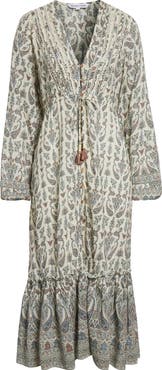 Veronica Beard Paisley Tie Waist Midi Dress