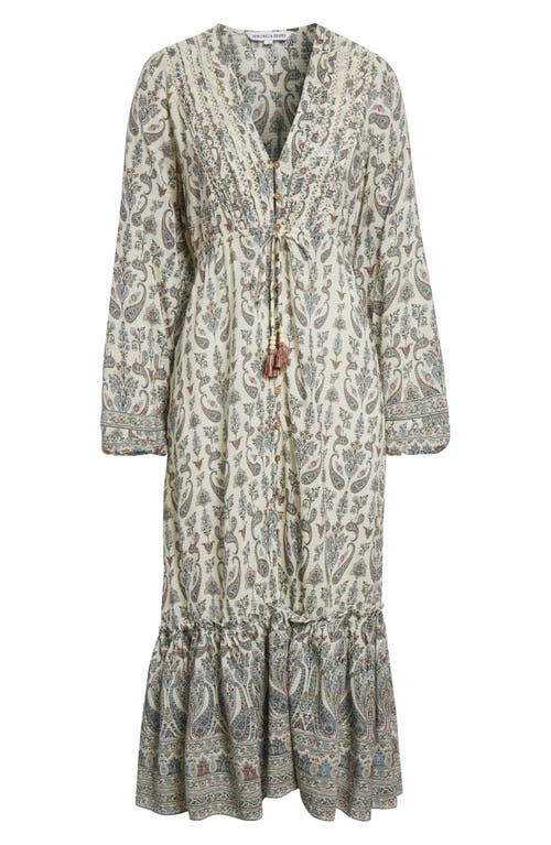 Veronica Beard Paisley Tie Waist Midi Dress In Gray