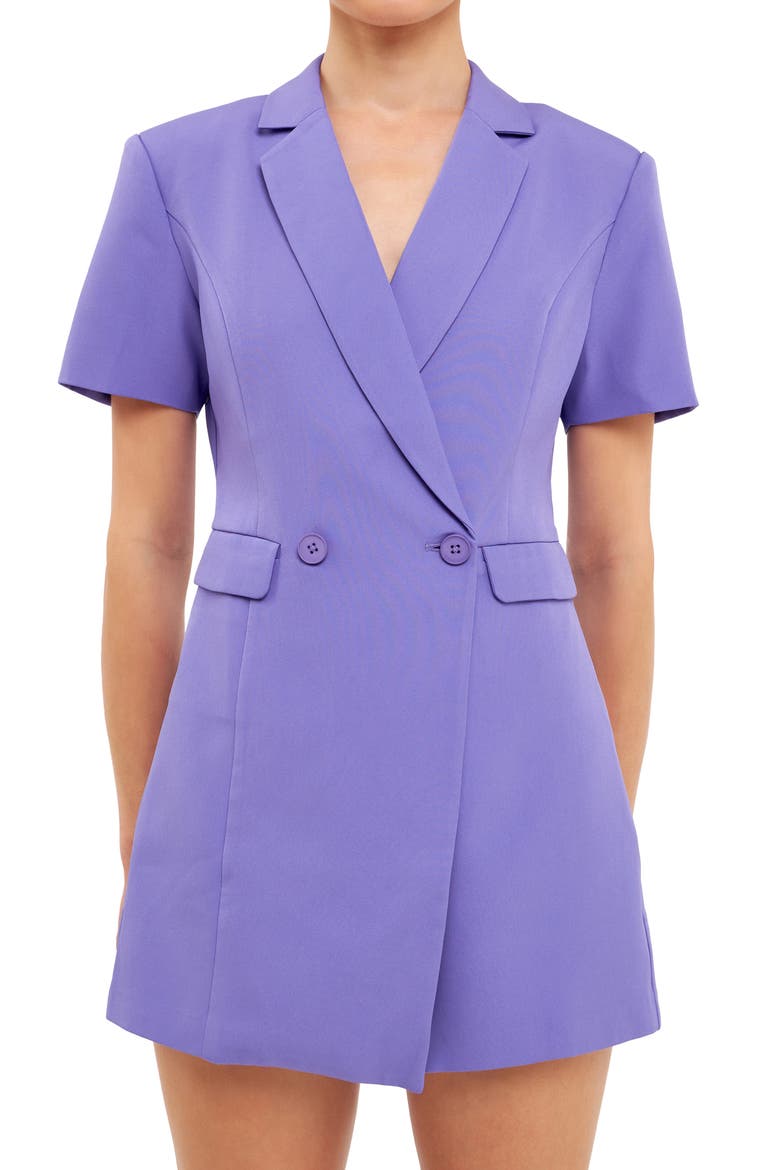 Double Breasted Blazer Romper, Alternate, color, PURPLE