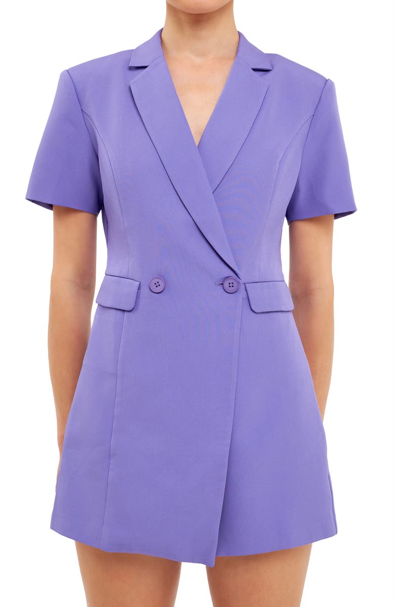 Endless Rose Double Breasted Blazer Romper, Alternate, color, Purple