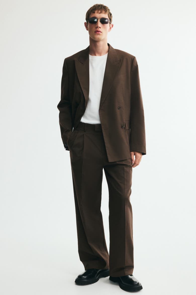 Loose Fit Tailored Trousers, Main, color, Dark khaki green