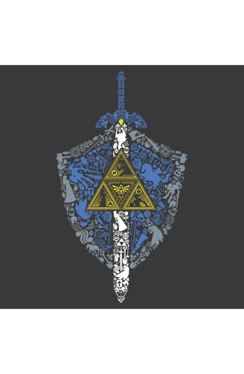 NINTENDO Boy's Nintendo Legend of Zelda Hidden Pattern  Graphic T-Shirt, Alternate, color, Charcoal Heather