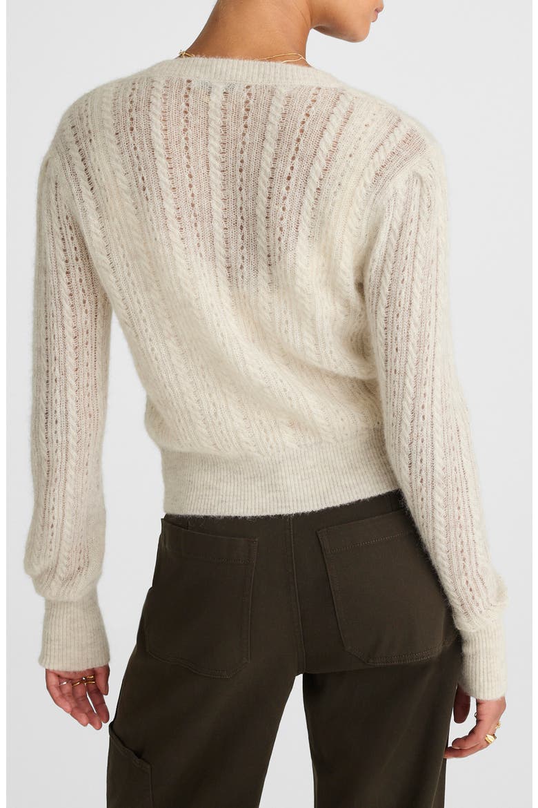 Pointelle Stitch Alpaca Blend Cardigan, Alternate, color, HEATHER ALABASTER