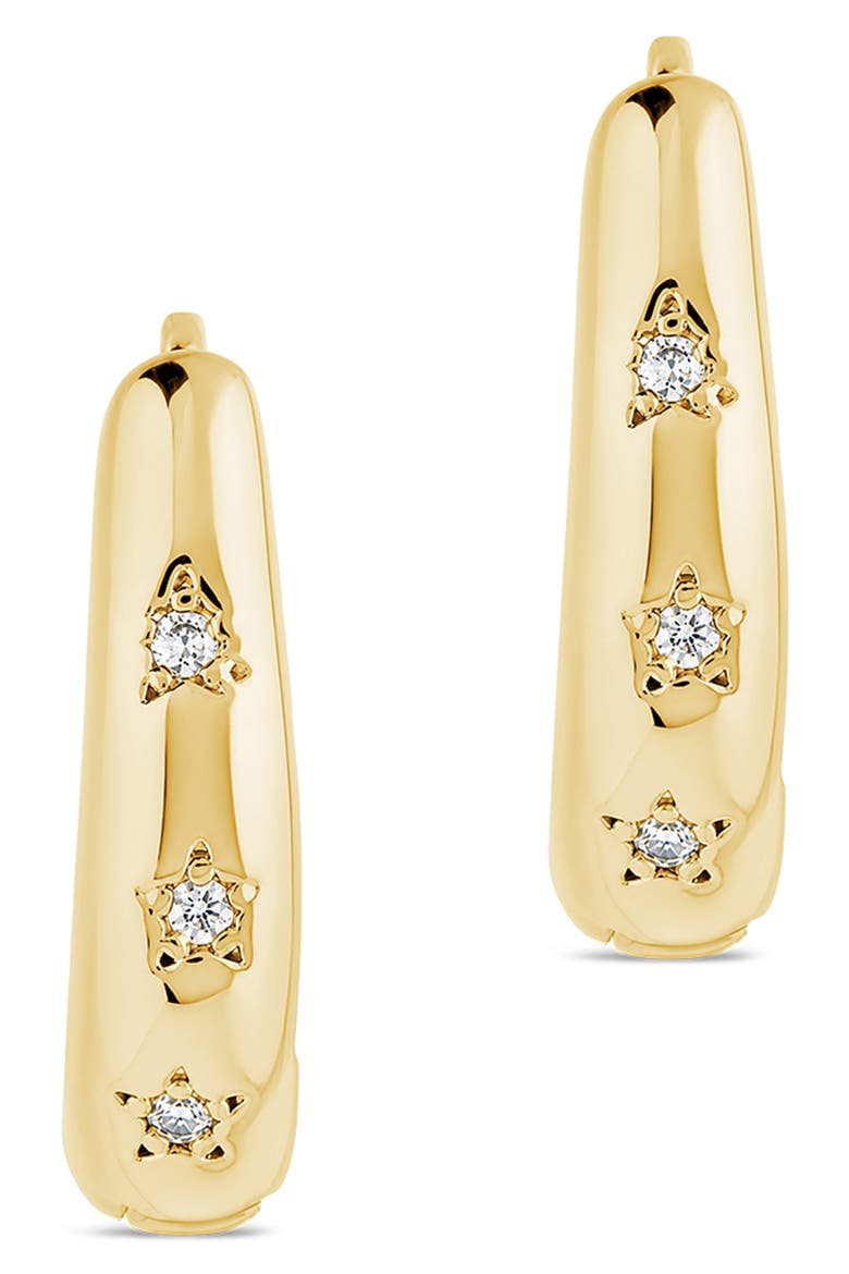 Classic Mini Cubic Zirconia Star Huggie Hoop Earrings, Alternate, color, GOLD