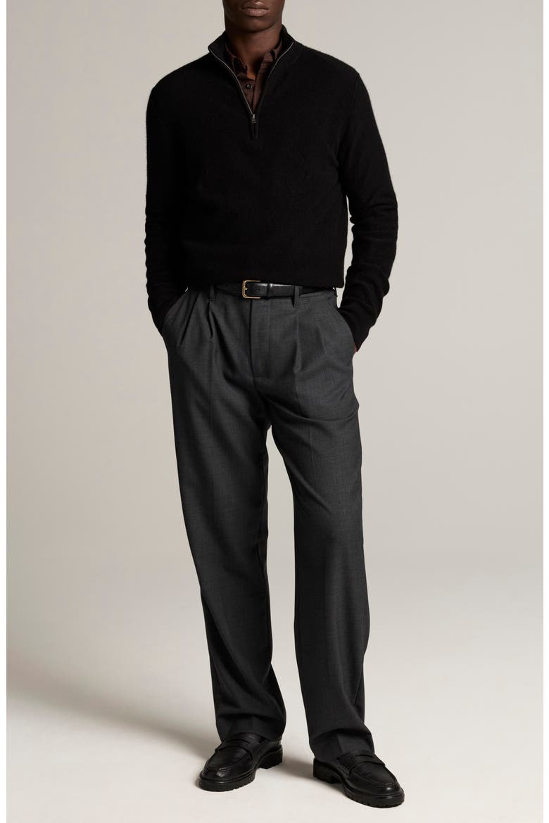 Boiled Cashmere Quarter Zip Sweater, Alternate, color, BLACK