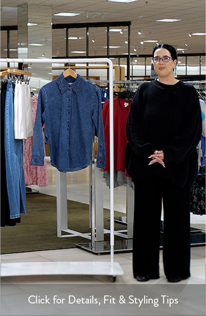 Bethany Embroidered Collar Button-Up Denim Top, sales video thumbnail