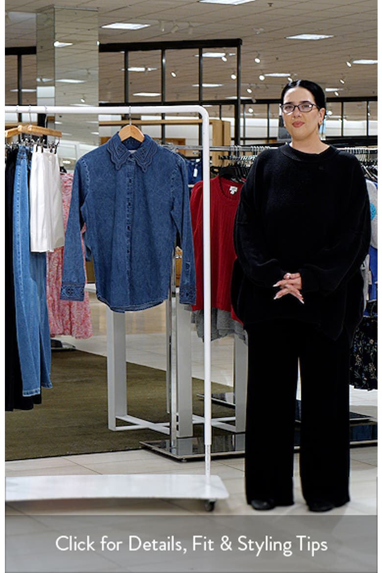 Bethany Embroidered Collar Button-Up Denim Top video