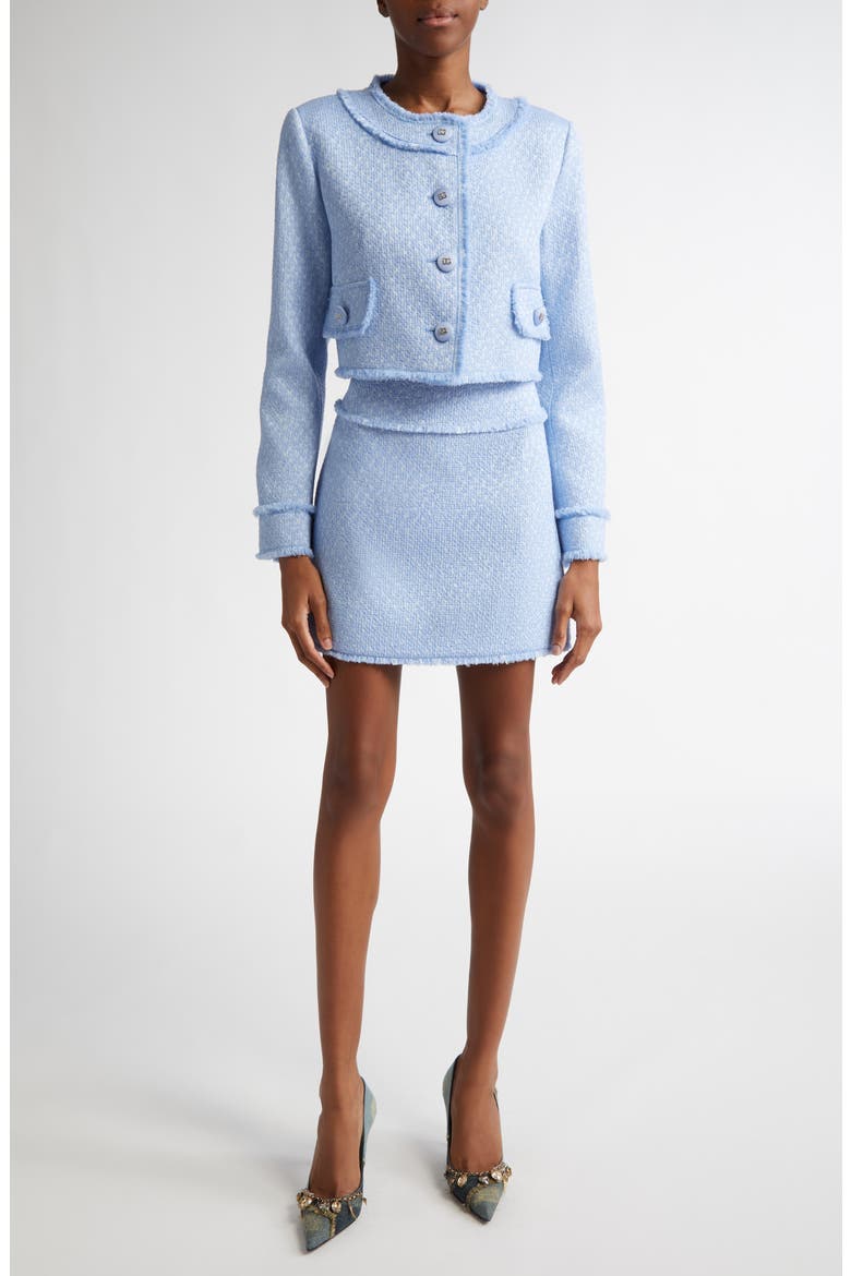 Houndstooth Check Short Wool Blend Jacket, Alternate, color, GLICINE VIOLA CHIARI