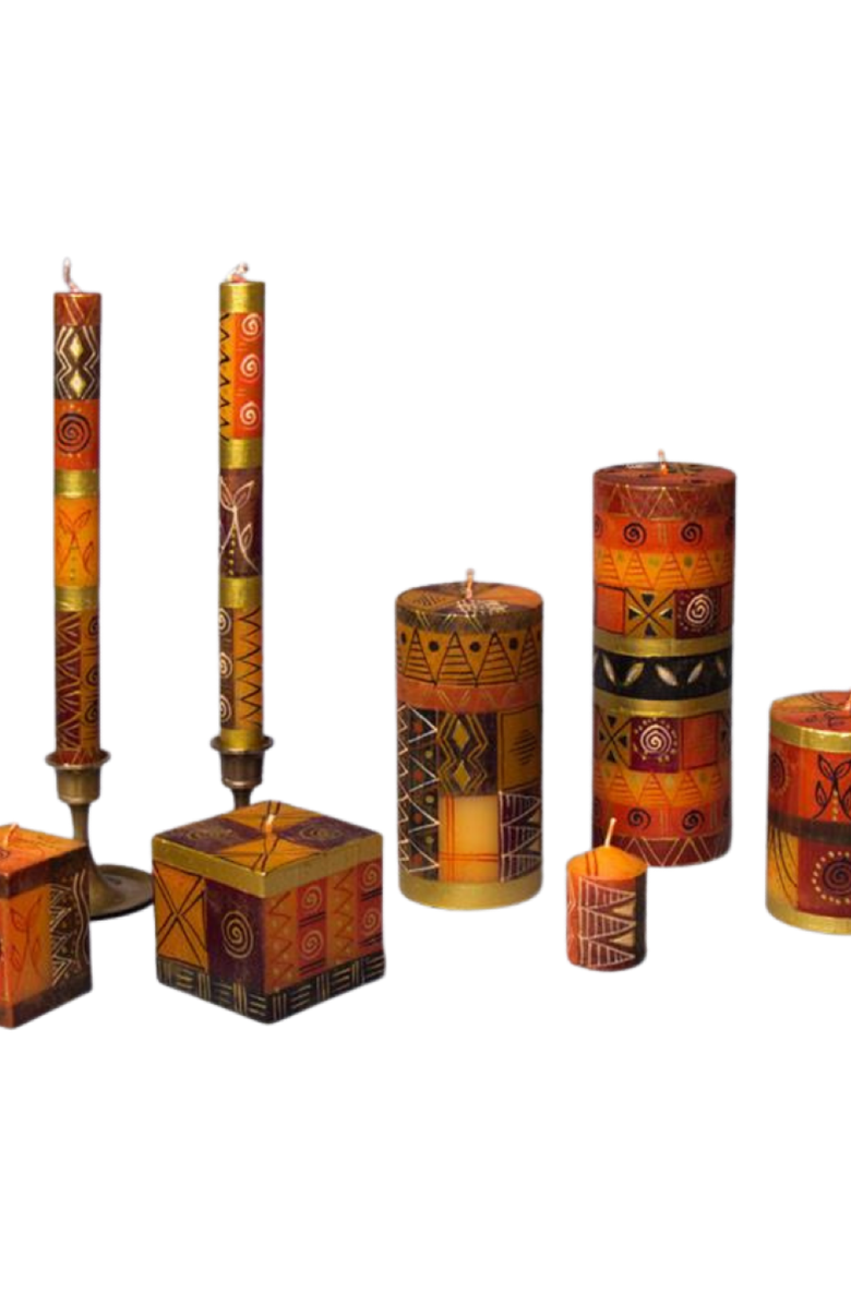 Thumbprint Artifacts Safari Gold Painted Candles - Set of 2, Alternate, color, Safari Gold - 9"