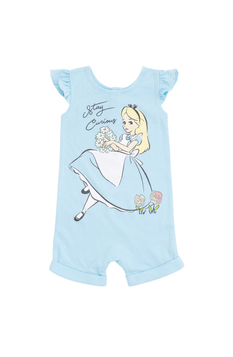 Disney Lilo & Stitch Baby Girls' 2-Piece Sleeveless Romper and Headband Set, Alternate, color, Alice Light Blue