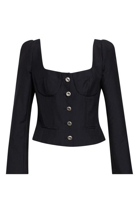 Pinstripe Corset Wool & Mohair Fitted Jacket
