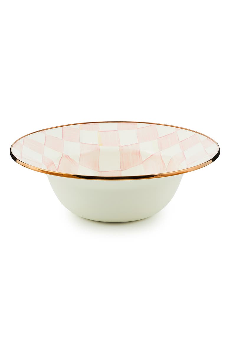 MACKENZIE CHILDS Rosy Check Enameled Steel Serving Bowl, Main, color, Pink/ White